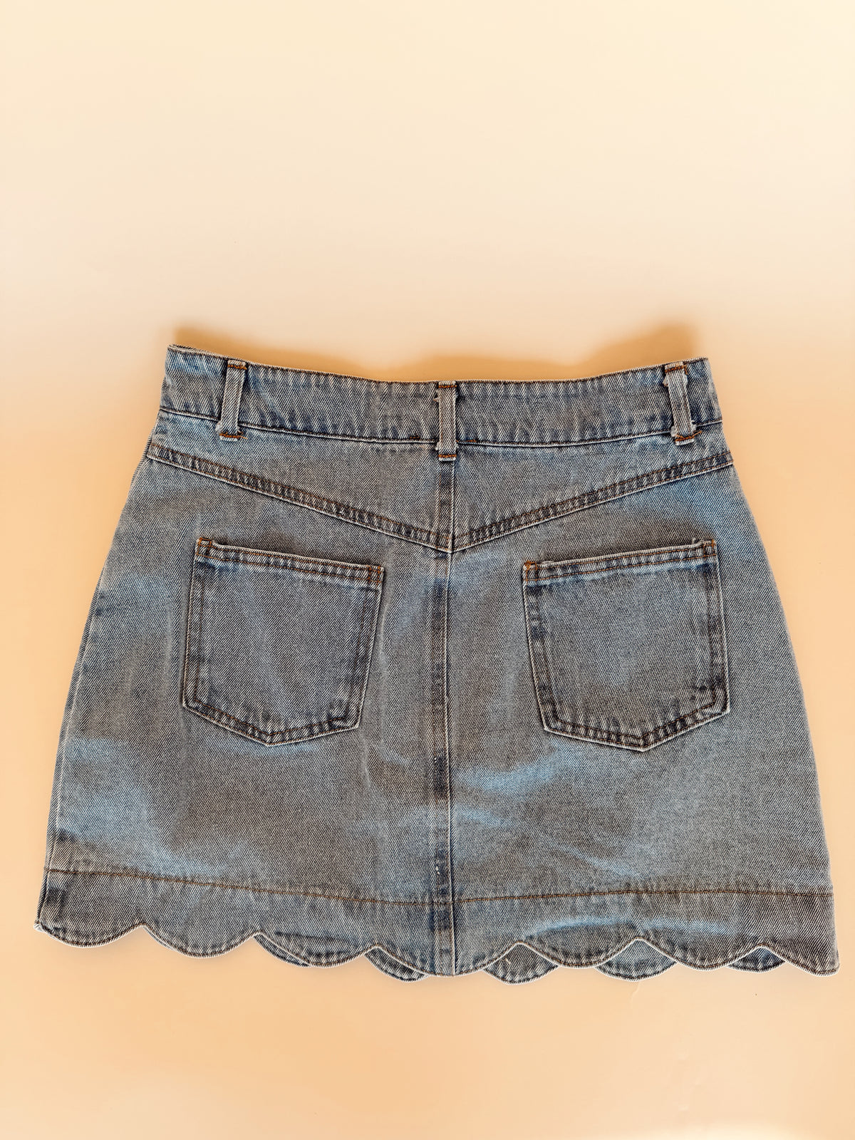 Scalloped Hem Denim Skirt