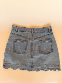 Scalloped Hem Denim Skirt