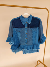 Distressed Denim Crop Jacket