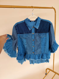 Distressed Denim Crop Jacket