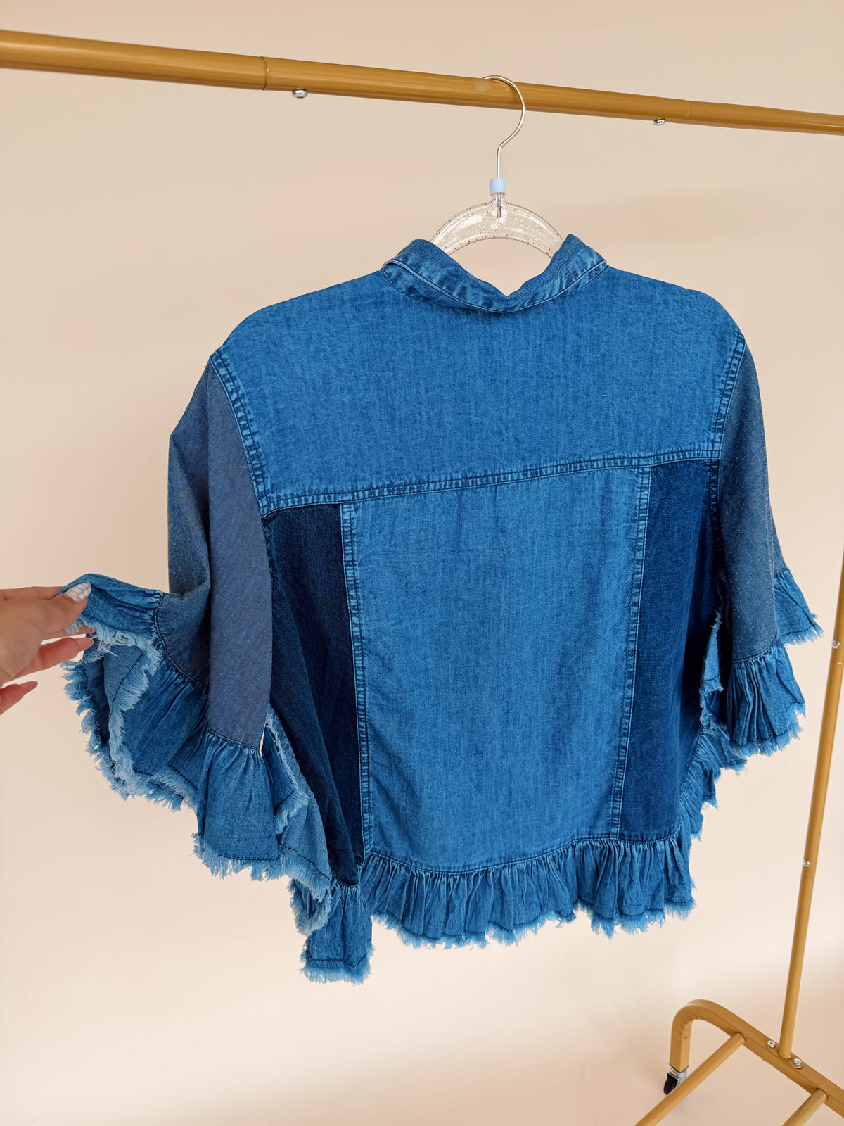 Distressed Denim Crop Jacket
