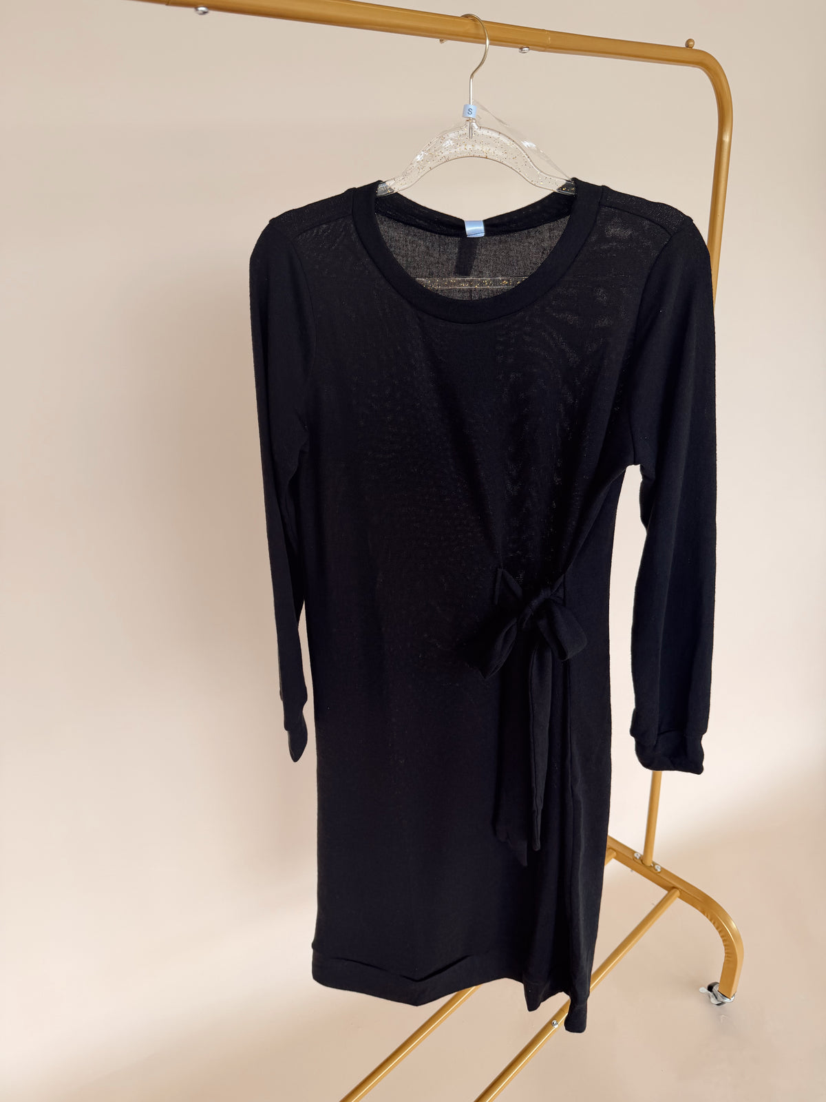 Black Sweater Dress with Tie