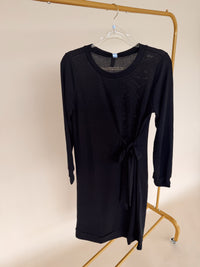 Black Sweater Dress with Tie