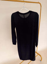 Black Sweater Dress with Tie