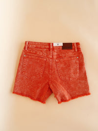 Garment Acid Wash Shorts in Peach