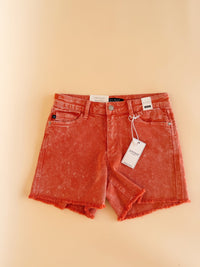 Garment Acid Wash Shorts in Peach