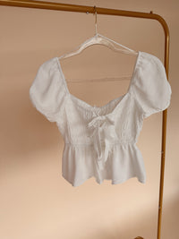 Front Tie Detail Puff Top - 2 Colors!