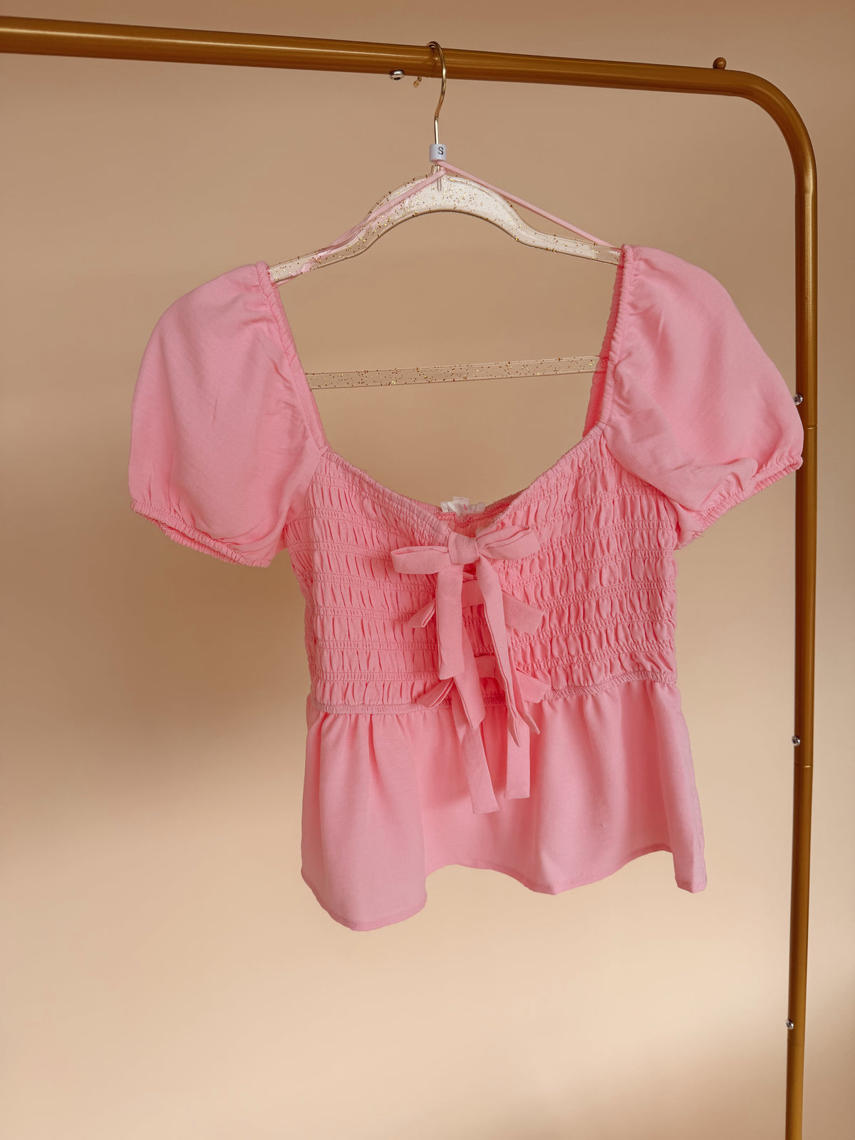 Front Tie Detail Puff Top - 2 Colors!