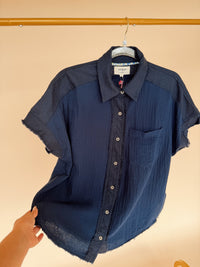 Button Up Navy Top