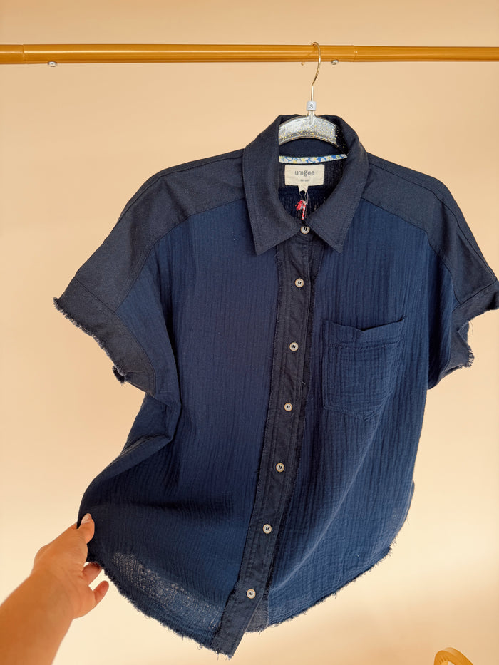 Button Up Navy Top