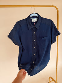 Button Up Navy Top