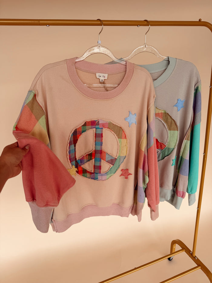 Patchwork Peace Sweatshirt - 2 Colors
