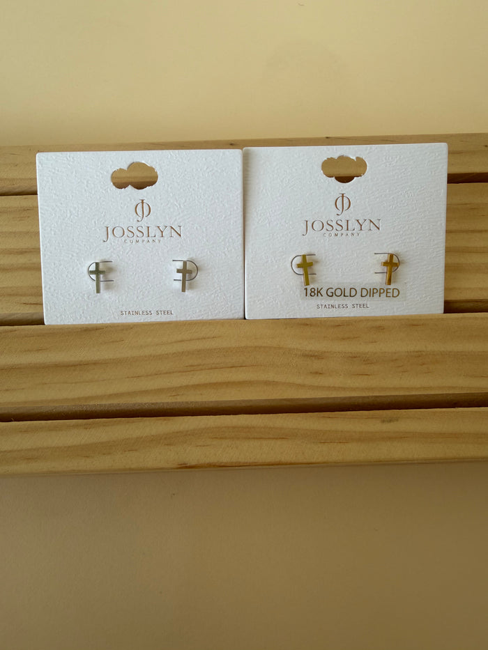 SS Screw Back Post Cross Studs- 2 Colors!