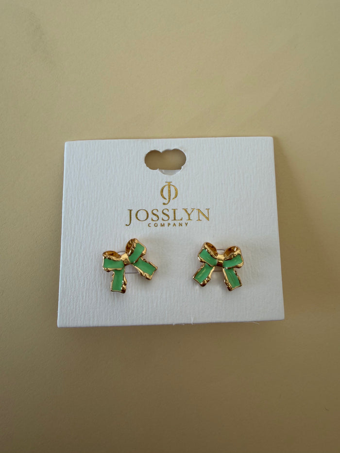 Gold Mint Epoxy Bow Studs