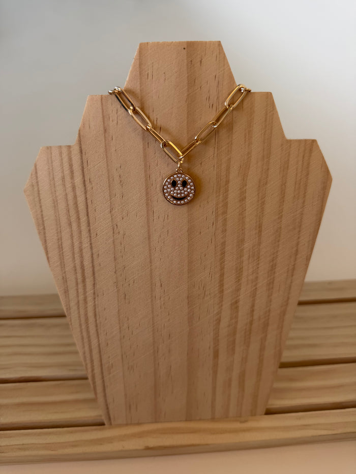 Smiley Pearl Link Bracelet