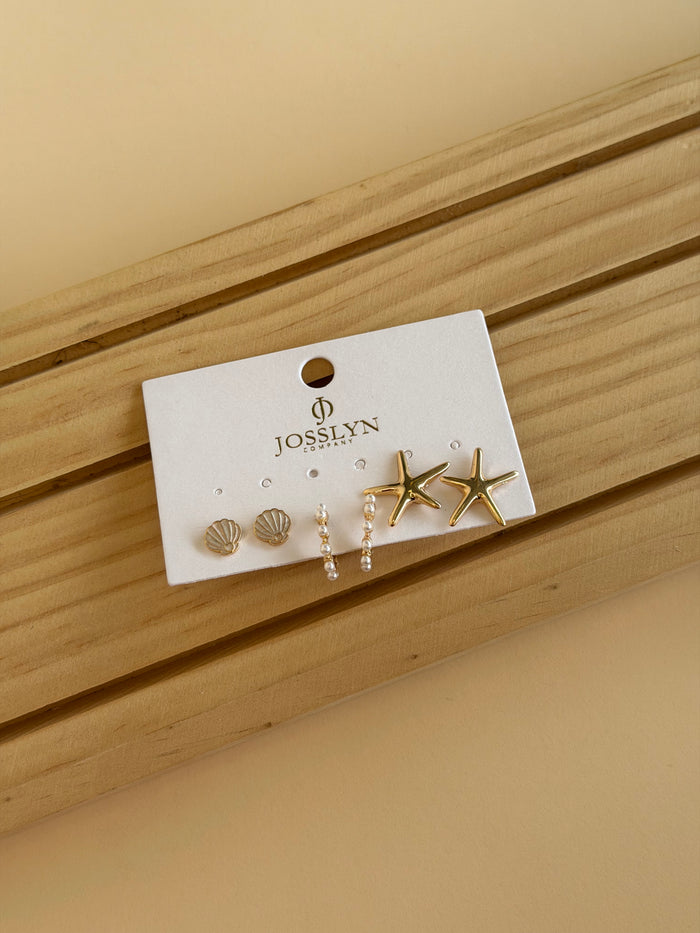 Pearl Shell Fish Cluster Charm Drop Earrings