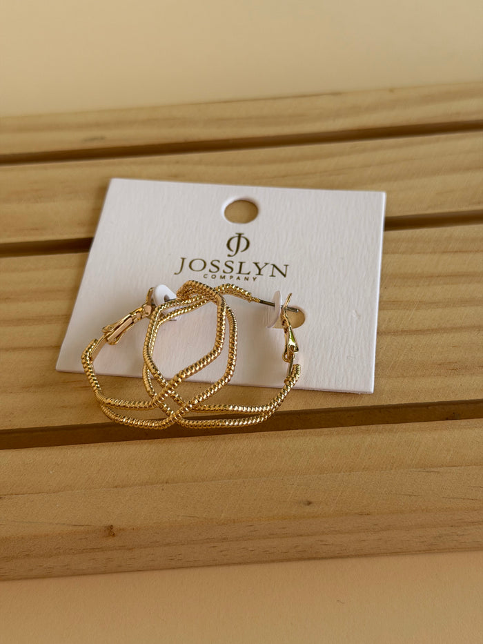 Textured Wavy Gold Hoops