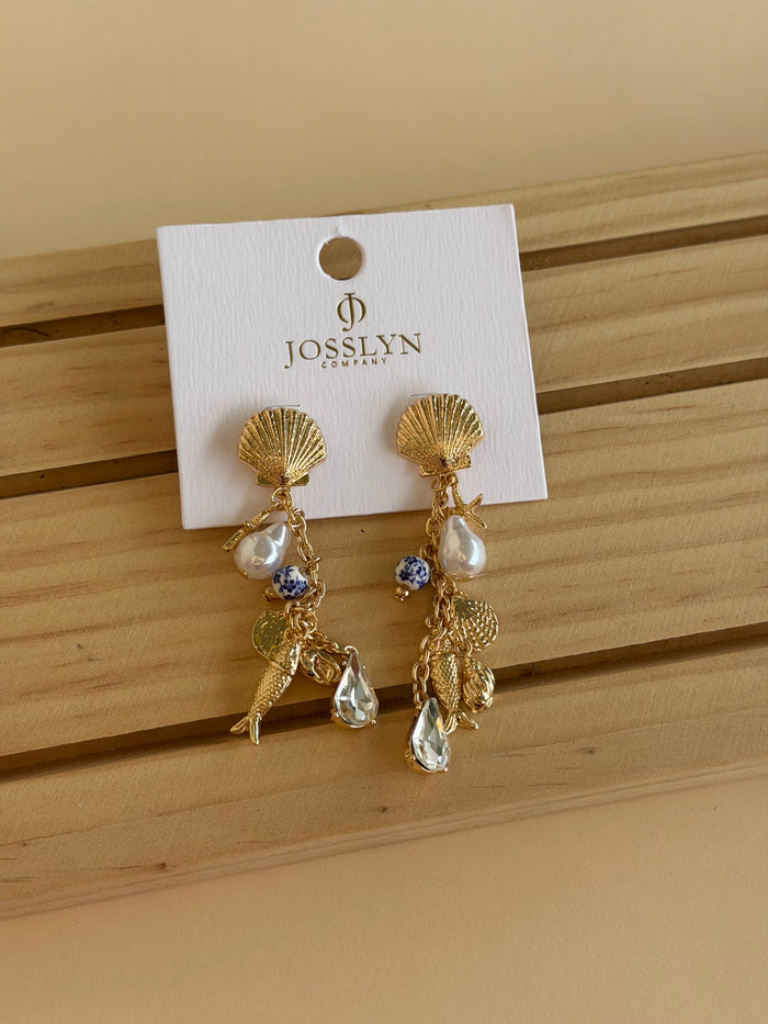 Pearl Trio Nautical Shell Starfish Earring Set