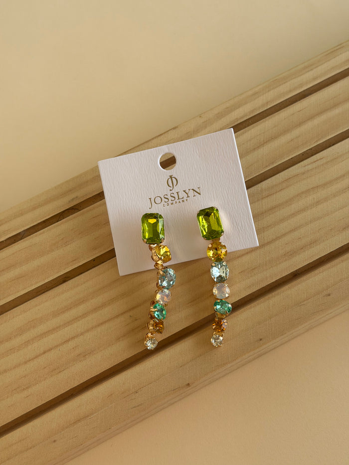 Rainbow Gem Drop Linear Earrings