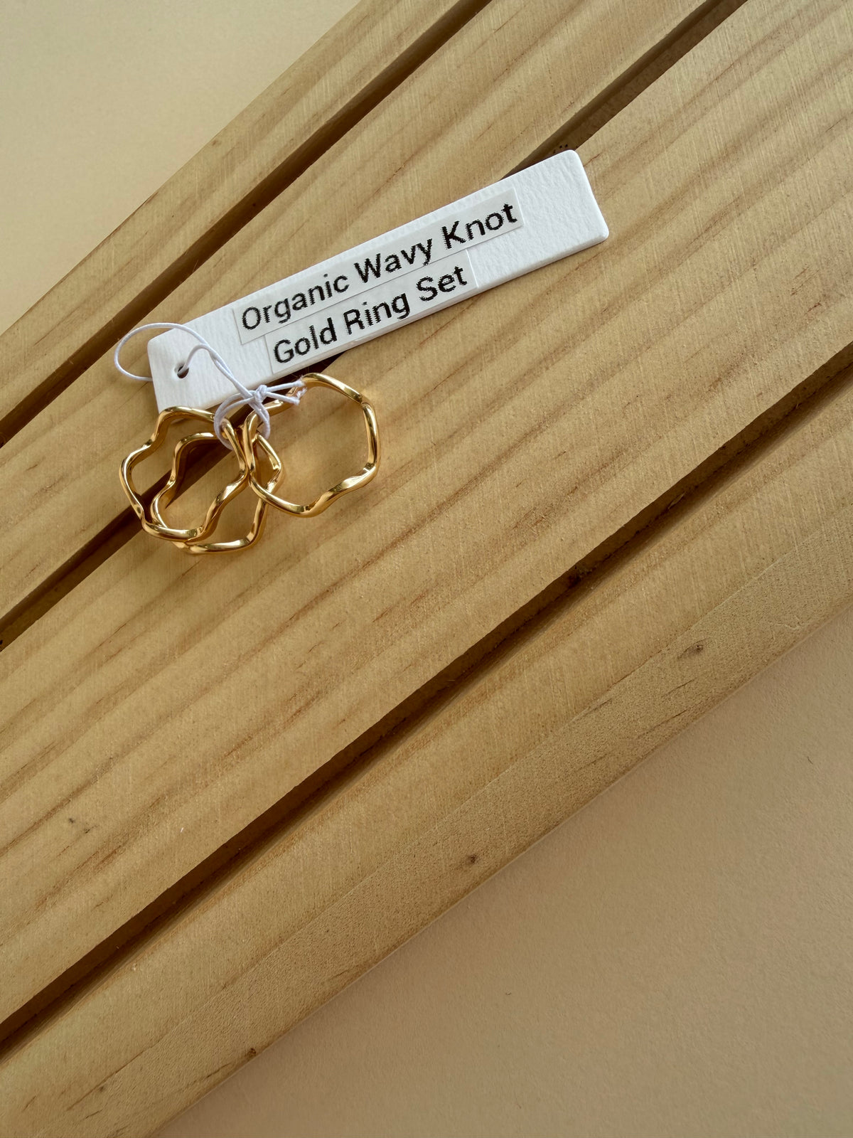 Organic Wavy Knot Gold Ring Set