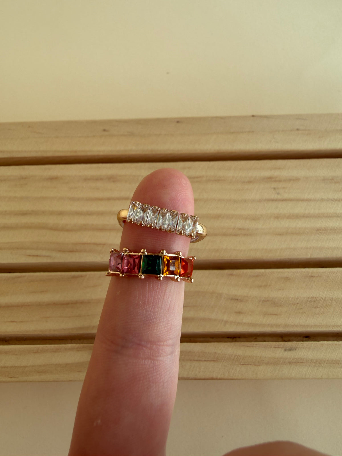 Rainbow Crystal Wrap Ring 2 Pc Set