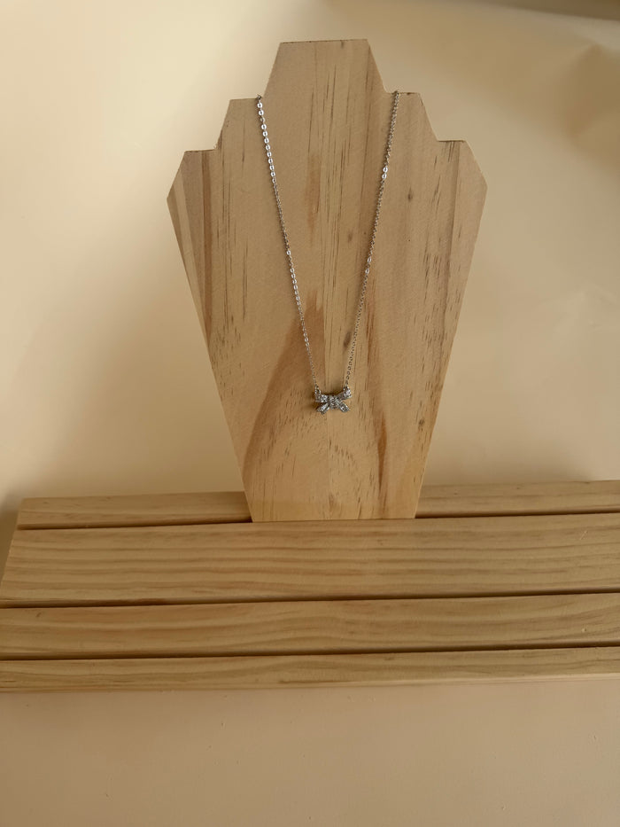 Sparkling Crystal Bow Pendant Necklace