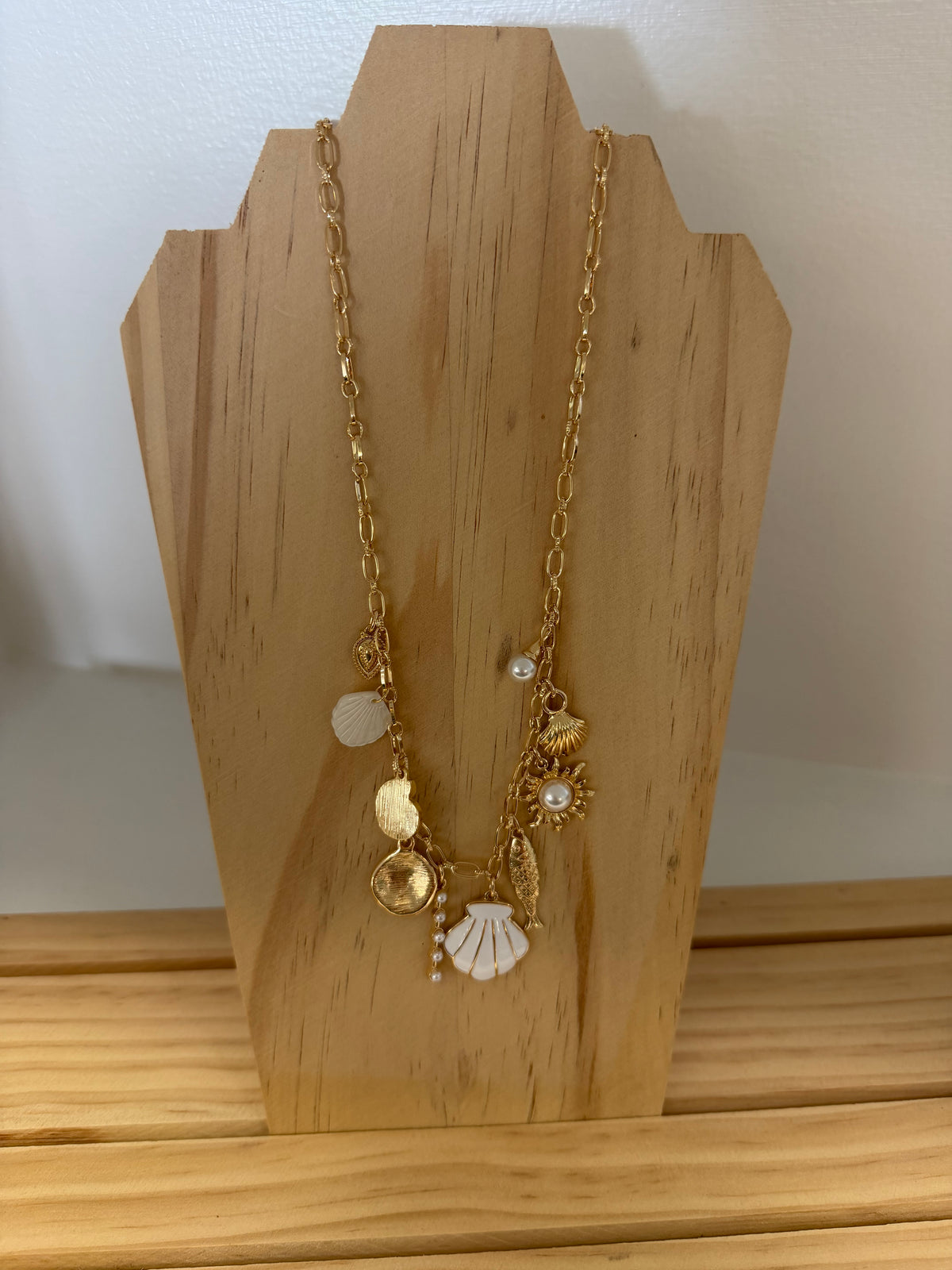 Charm Necklace- Ocean Seashell- Fish Pearl