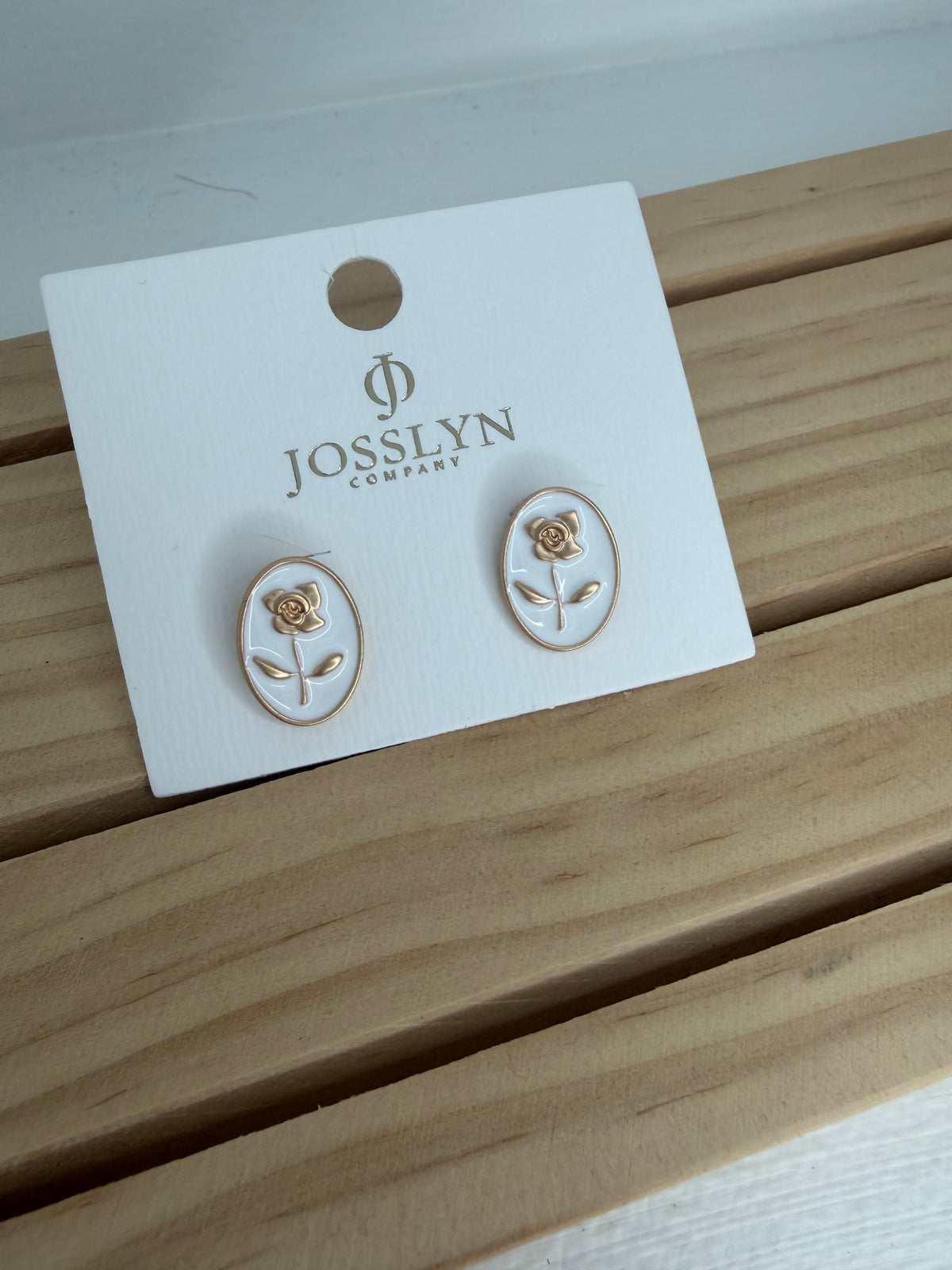Epoxy Flower Gold Edge Studs
