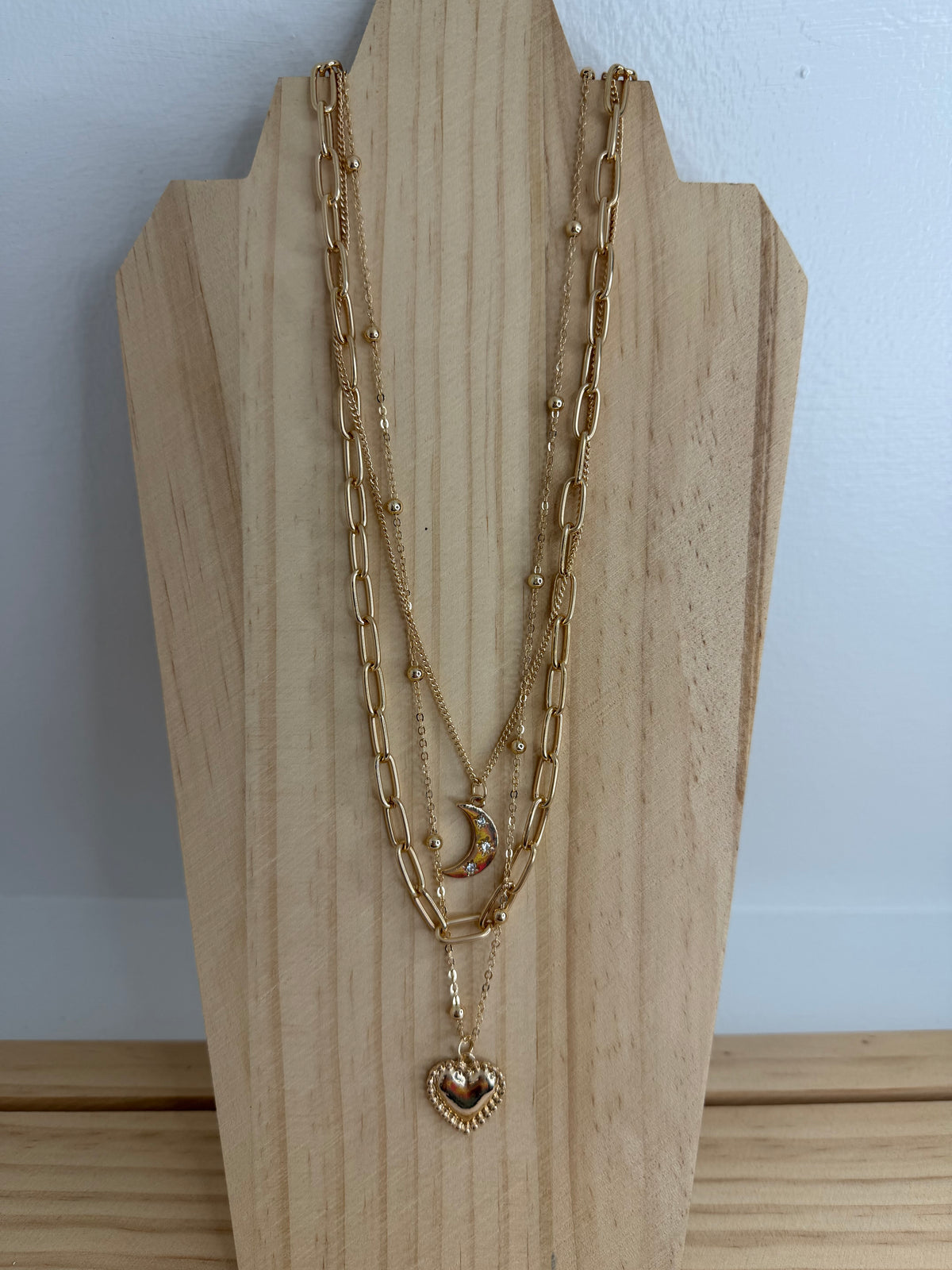 Heart Moon Multi Layer Necklace