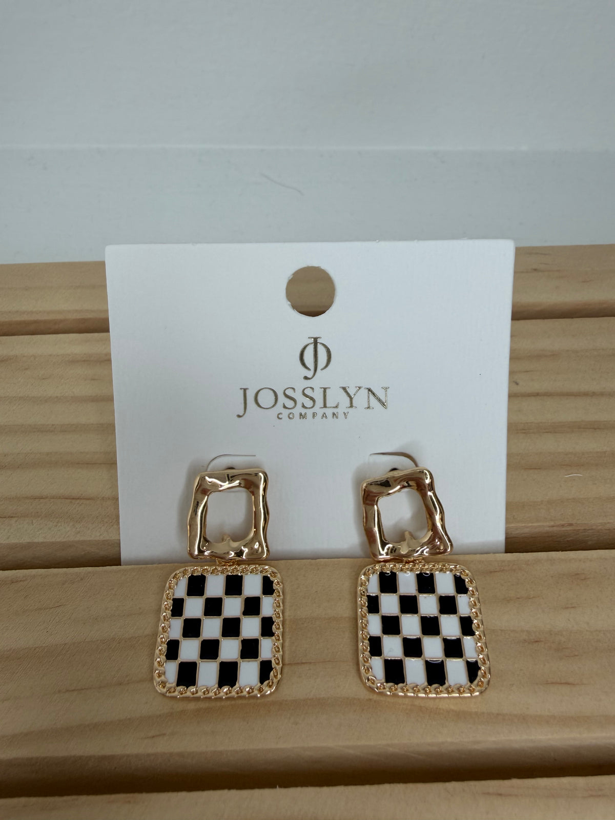 Double Square Checker Drop Earrings