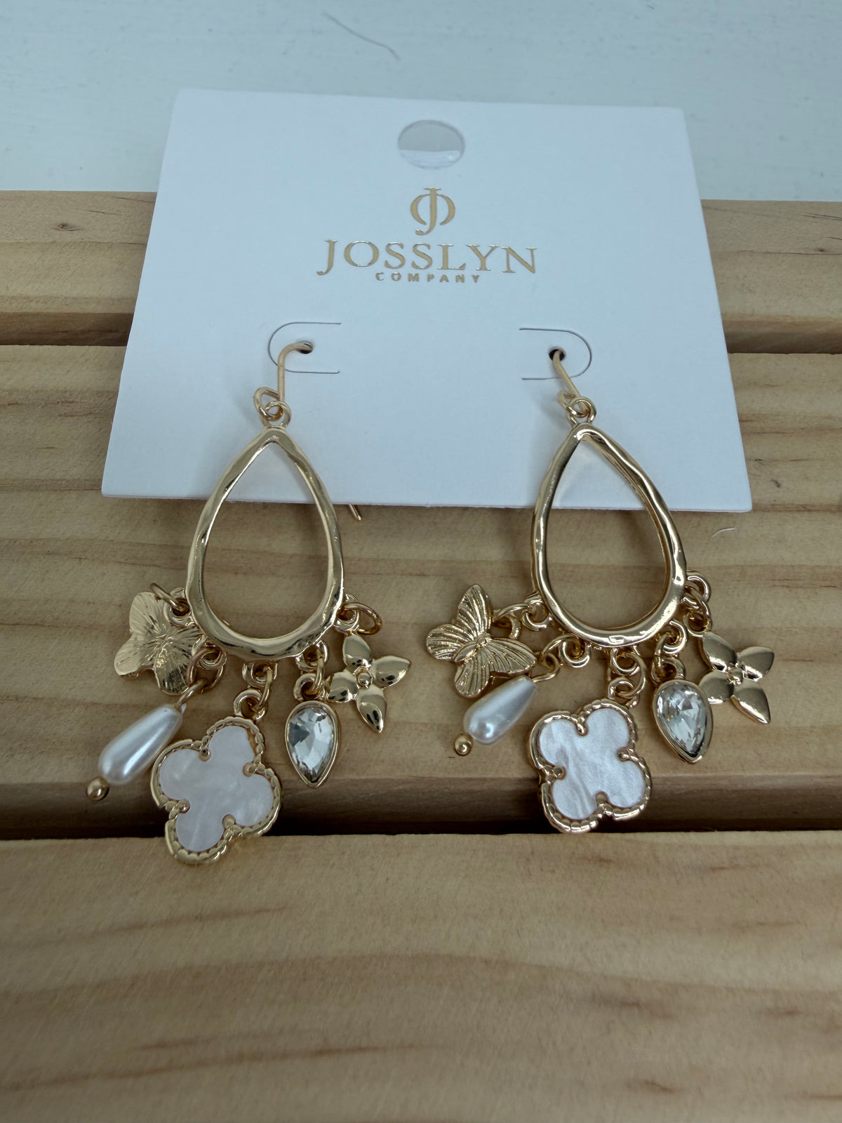 Multi Charm Clover Teardrop Earrings