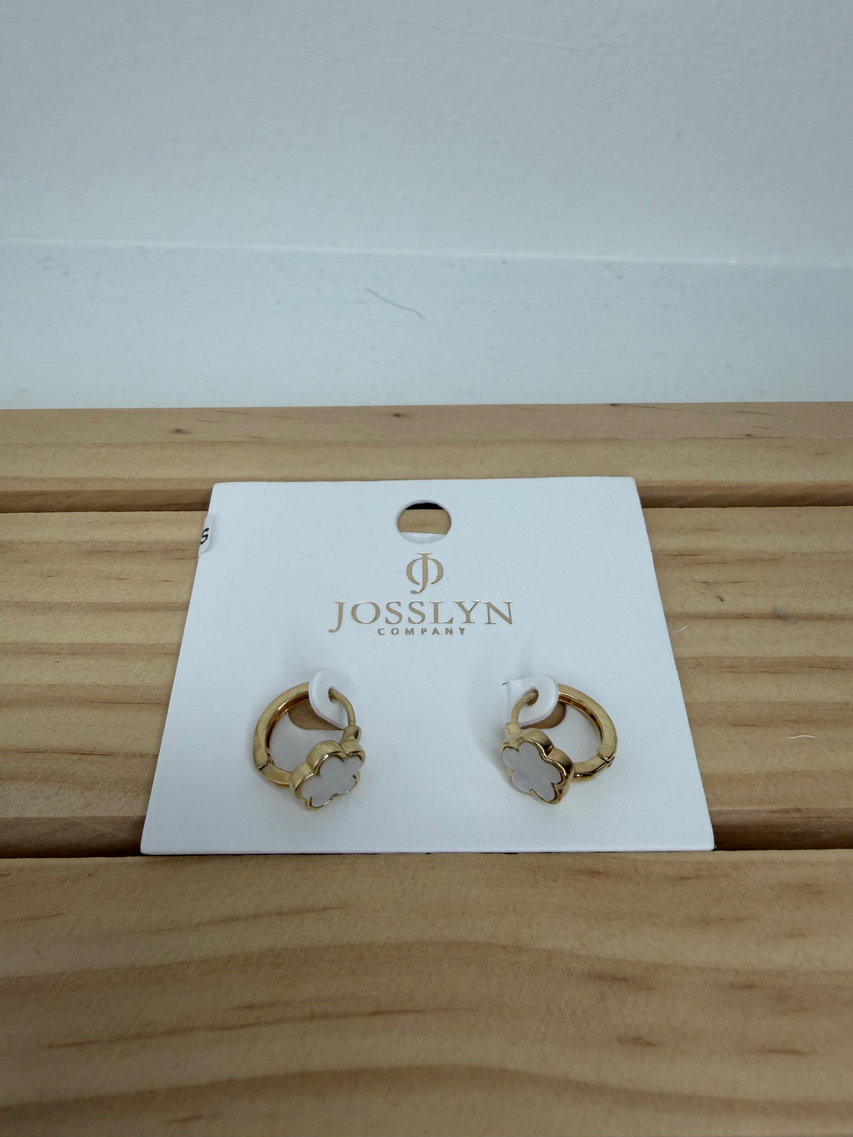 Enamel Flower Huggie Hoop Earrings White