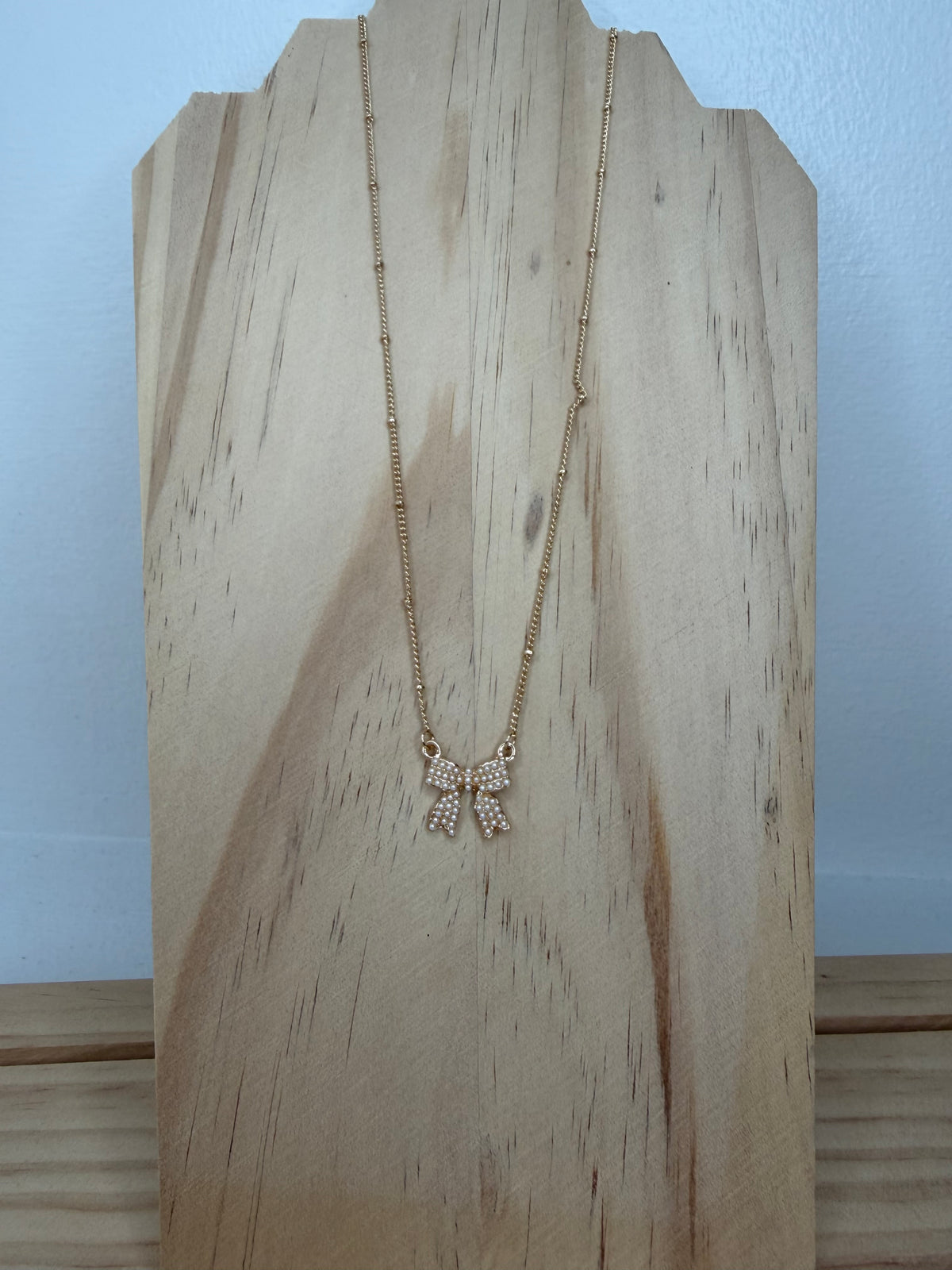 Pearl Bow Charm Necklace