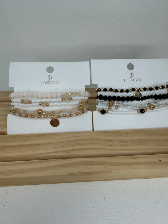 Multilayer Beaded Chain Disc Charm Bracelet- 2 Colors!