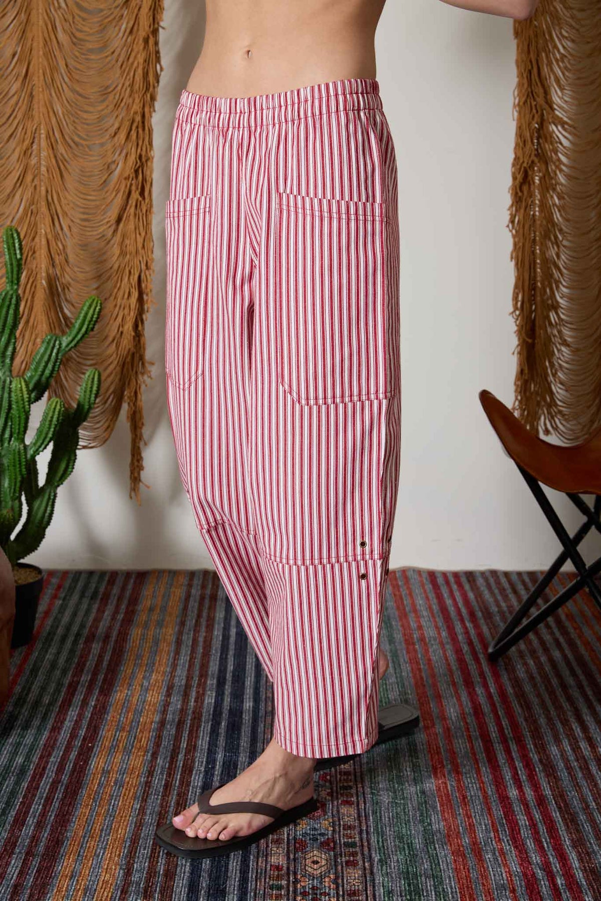 Stripe Pocket Detail Wide Leg Pants- 2 Colors!