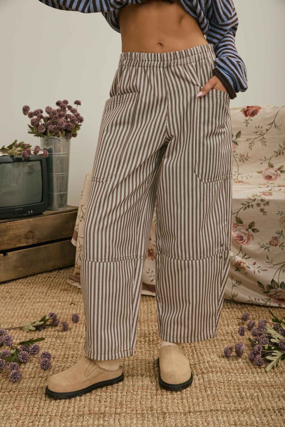 Stripe Pocket Detail Wide Leg Pants- 2 Colors!