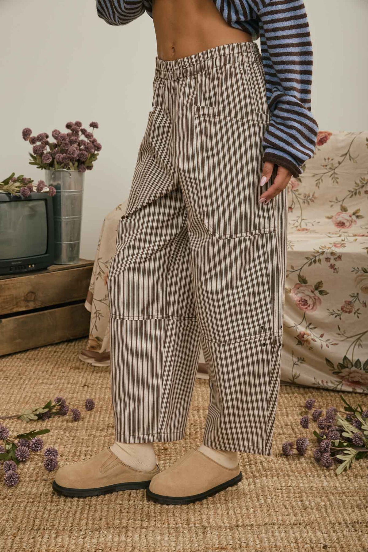 Stripe Pocket Detail Wide Leg Pants- 2 Colors!