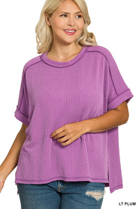 Curvy Raised Rib Cuff Top- 5 Colors!