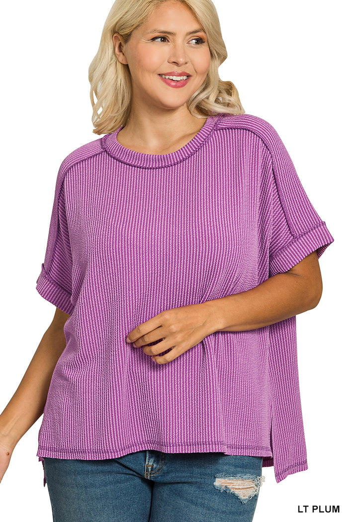 Curvy Raised Rib Cuff Top- 5 Colors!