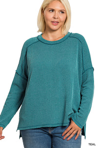 Curvy Long Sleeve Stripe Shirt- 3 Colors!