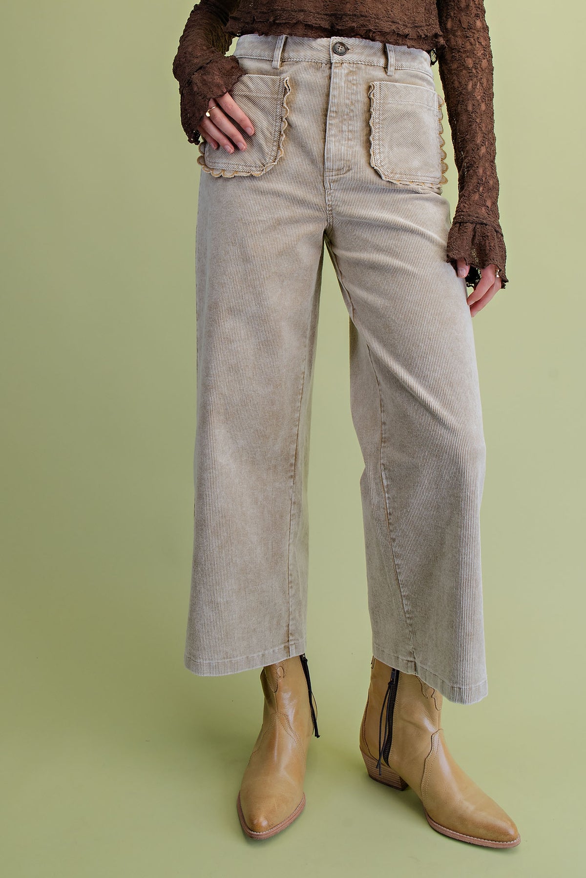 Washed Corduroy Pants in Taupe