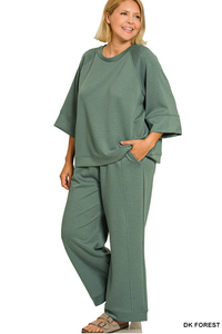 Scuba 3/4 Sleeve 2 Piece Set in DK Forest