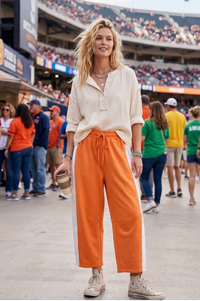 Scuba Side Panel Relaxed Pants in Orange/White