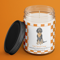 Bluetick Coonhound Checkerboard Candle Fresh Squeezed Orange