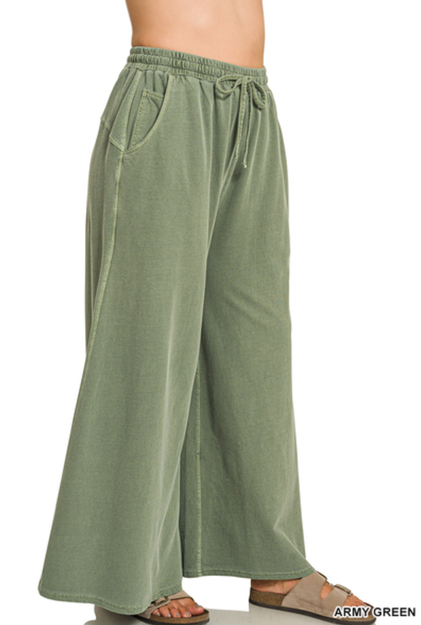 Plus French Terry Pigment Dyed Pants- 3 Colors!