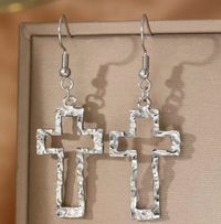 Cross Dangle Earrings- 2 Colors!