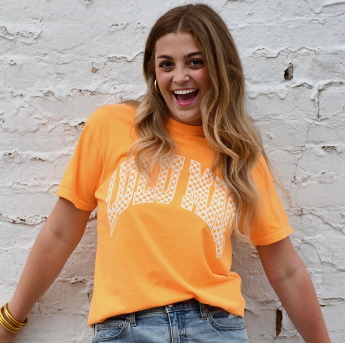 Lulu Mac Checkered Orange Tee