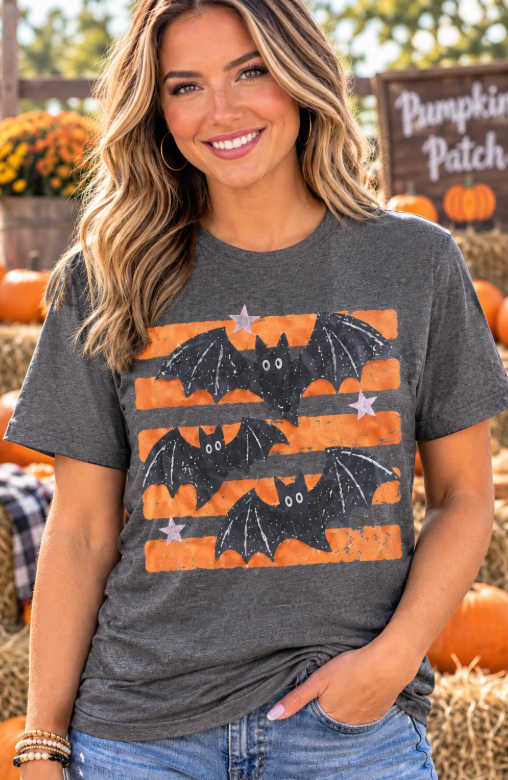 Bat Trio Tee in Smokey Grey