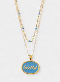 God Is Greater Necklace in Blue