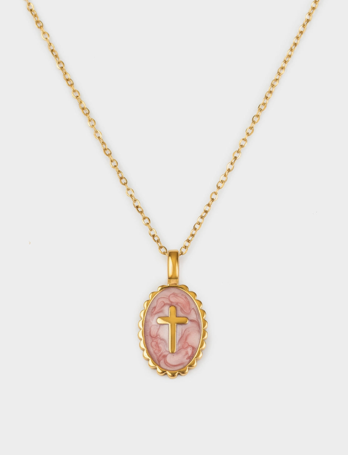 Vintage Rose Cross Necklace